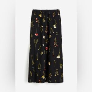 Floral Black Linen-blend Maxi Skirt